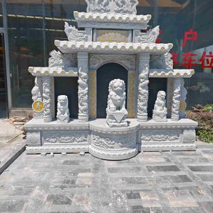 牡丹江芝麻白中国黑石材套墓 花岗岩墓碑